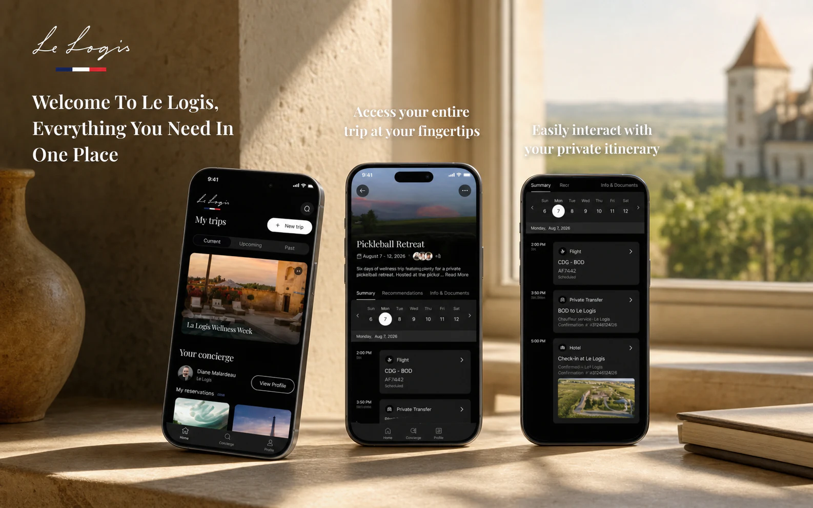 Le Logis advertising visual built from authentic product screens